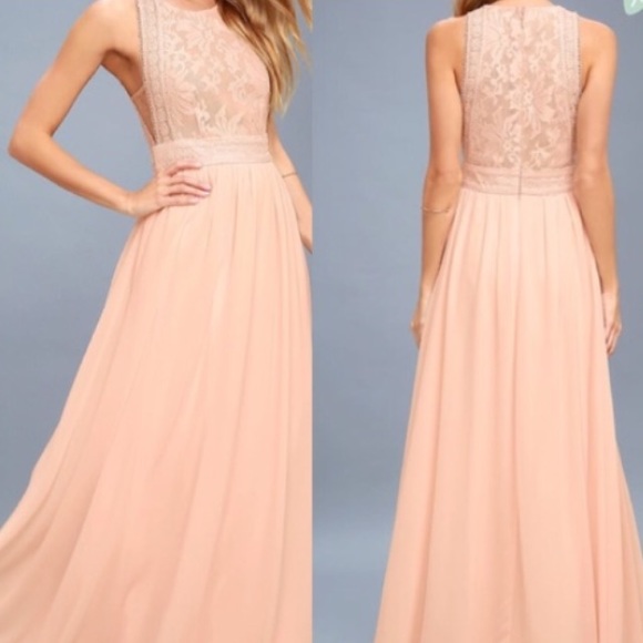 forever and always blush pink lace maxi dress